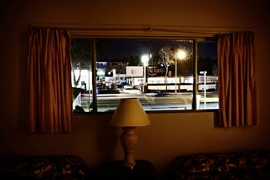 View of Busy Street From Hotel Room Window, Santa Monica, California, USA