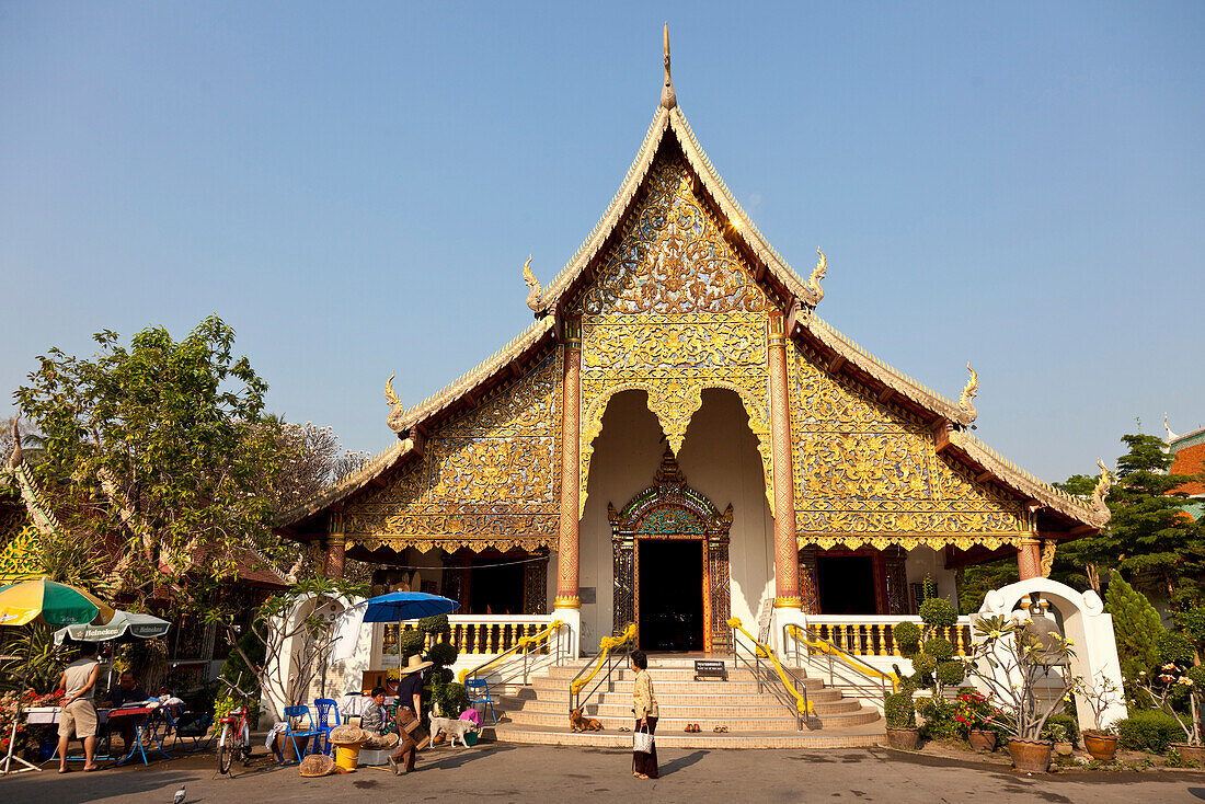 Golden temple in the sunlight, Wat Chiang Man, Chiang Mai, Thailand, Asia