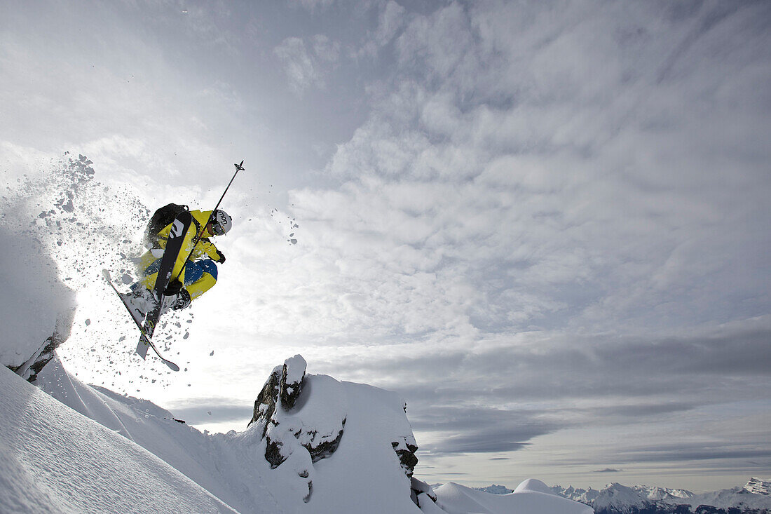 Freerider jumping, Chandolin, Anniviers, Valais, Switzerland