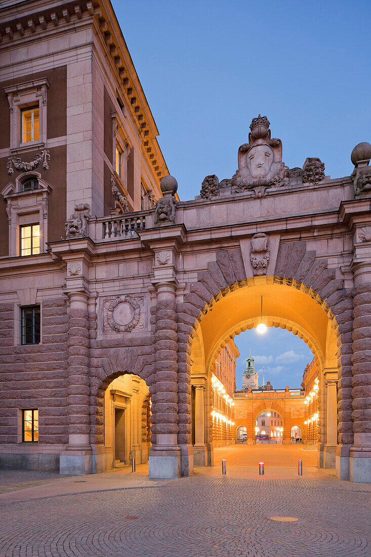 Riksdagen ist das schwedische Parlament in der Altstadt von Stockholm, Gamla Stan, Stockholm, Schweden