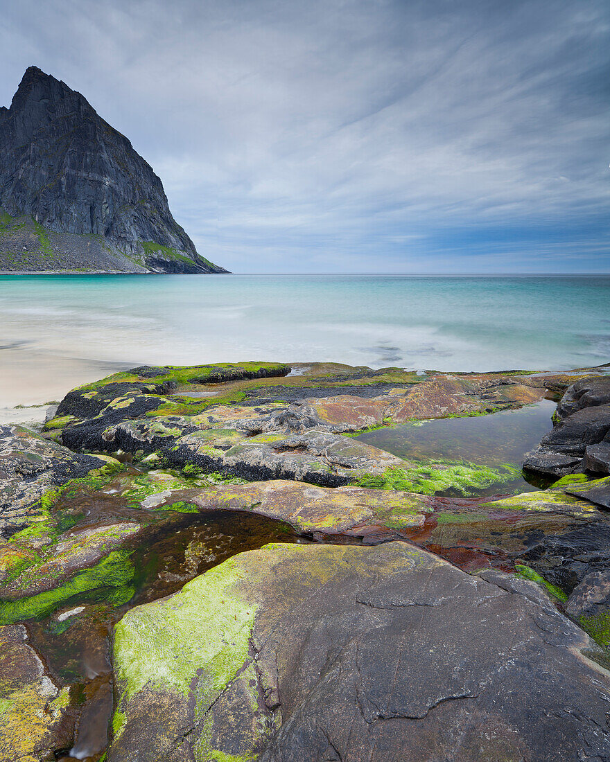 Beach near Kvalvika, Moskenesoya, Lofoten, Nordland, Norway