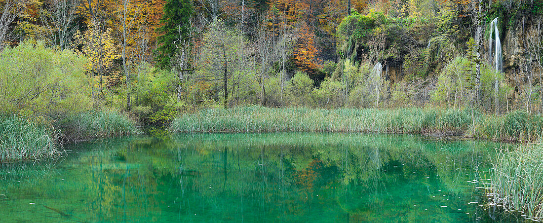 Waterfall and lake at Plivice Lakes National Park, Croatia, Europe