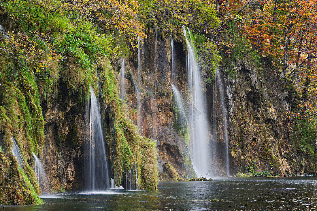 Waterfall at Plivice Lakes National Park, Croatia, Europe