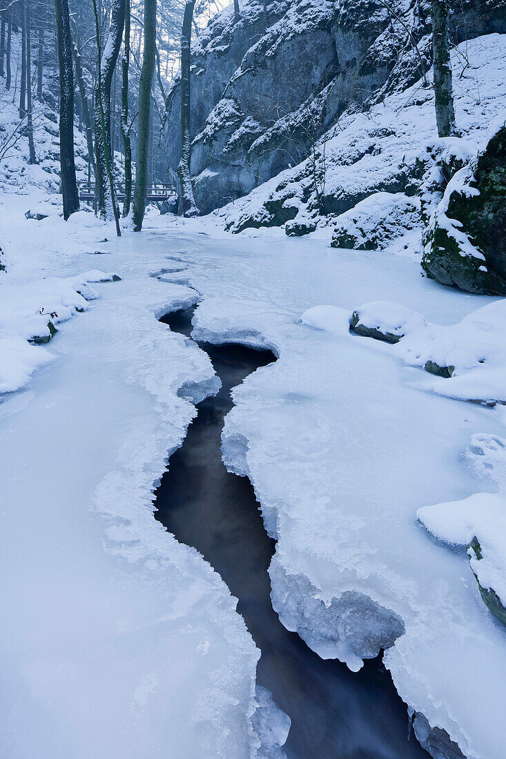 Eis in der Johannesbachklamm, Würflach, Niederösterreich, Österreich, Europa