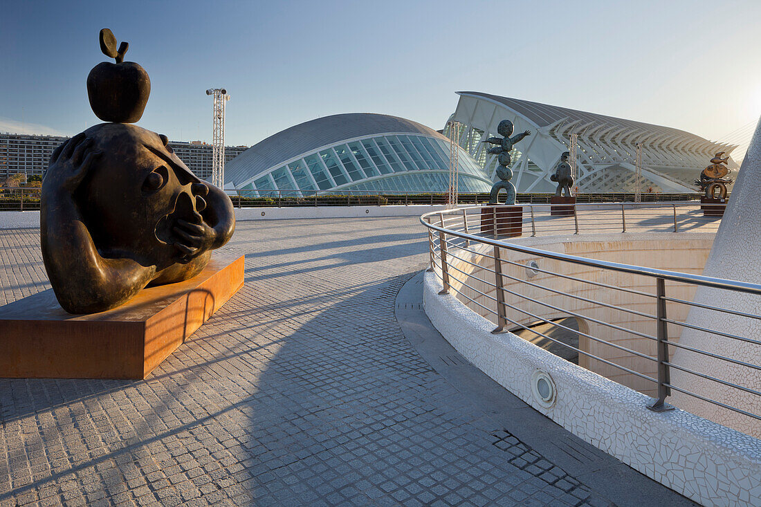 Modern sculpture in the sunlight, Ciudad de las Artes y de las Ciencias, Valencia, Spain, Europe