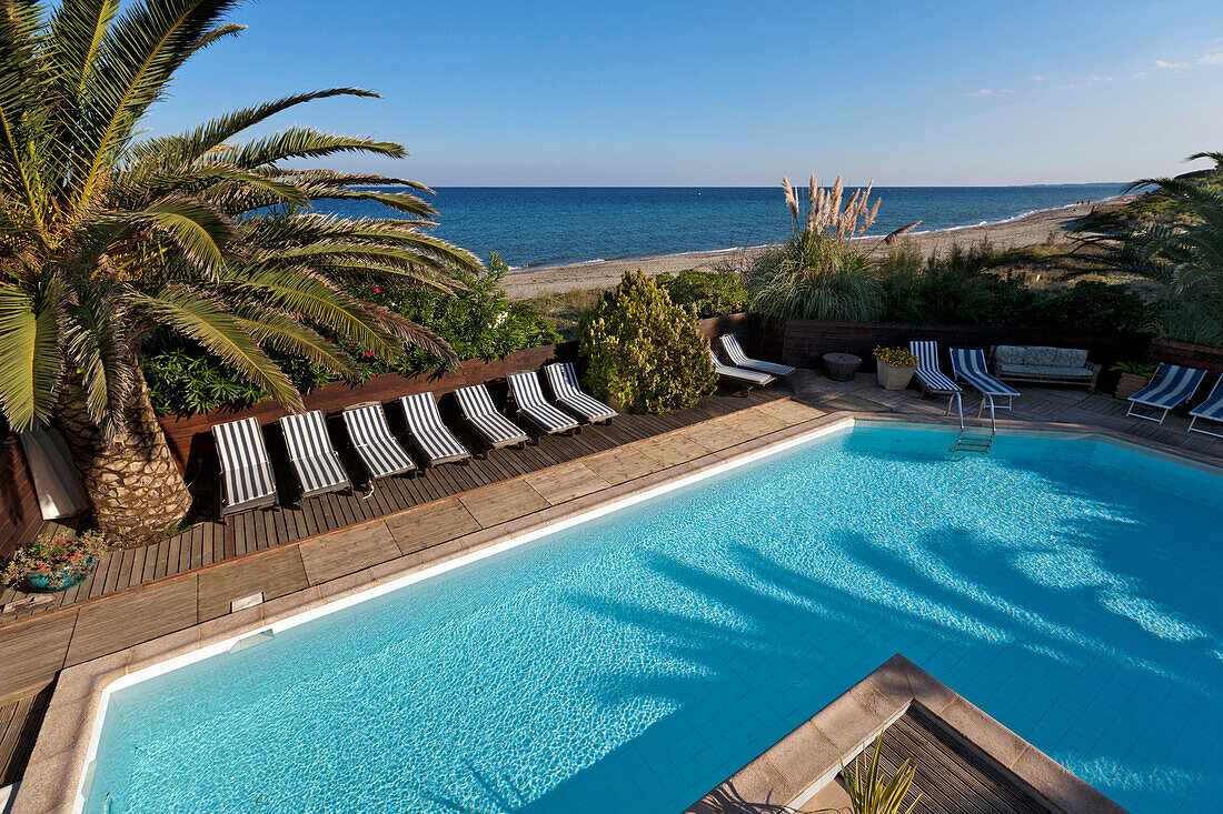 Pool at Hotel Levolle Marine, Moriani-Plage, Castagniccia, Corsica, France