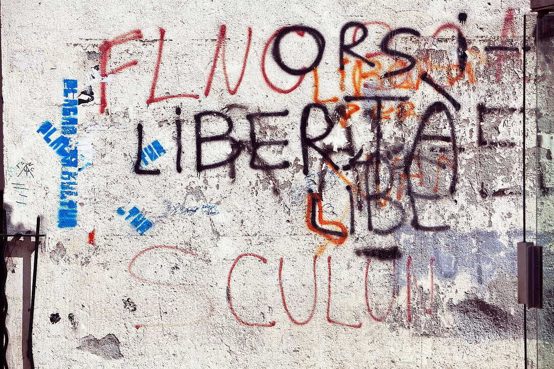Graffiti, Rue Pres Pierucci, Corte, Korsika, Frankreich