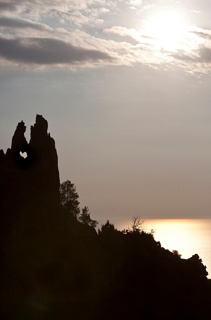 Heart formation in the rocks, Calanches de Piana, Corsica, France