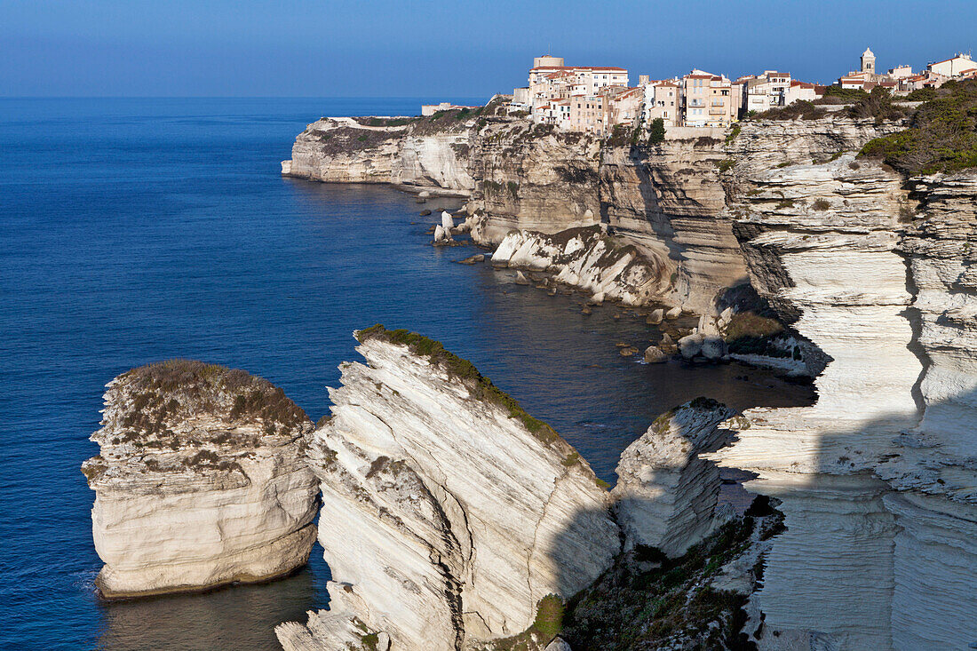Chalk cliffs, Bonifacio, south coast, Corsica, France