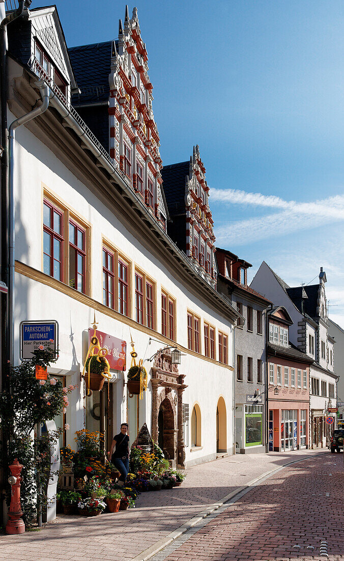 Saalstraße, Johanneskirche, Saalfeld, Thüringen, Deutschland