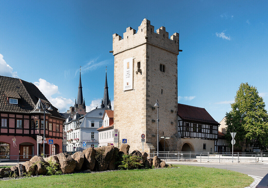 Darrtor, Johanneskirche, Saalfeld, Thüringen, Deutschland