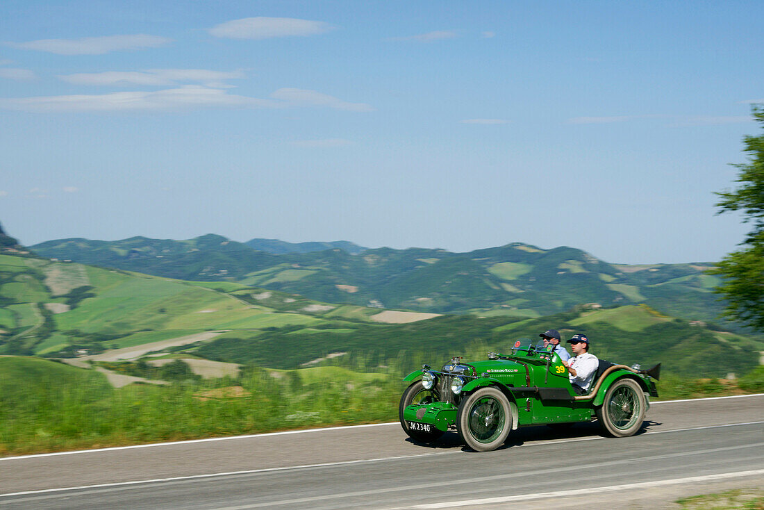 Veteran car on a country road, Loiano, Pianoro, Bologna, Italy, Europe