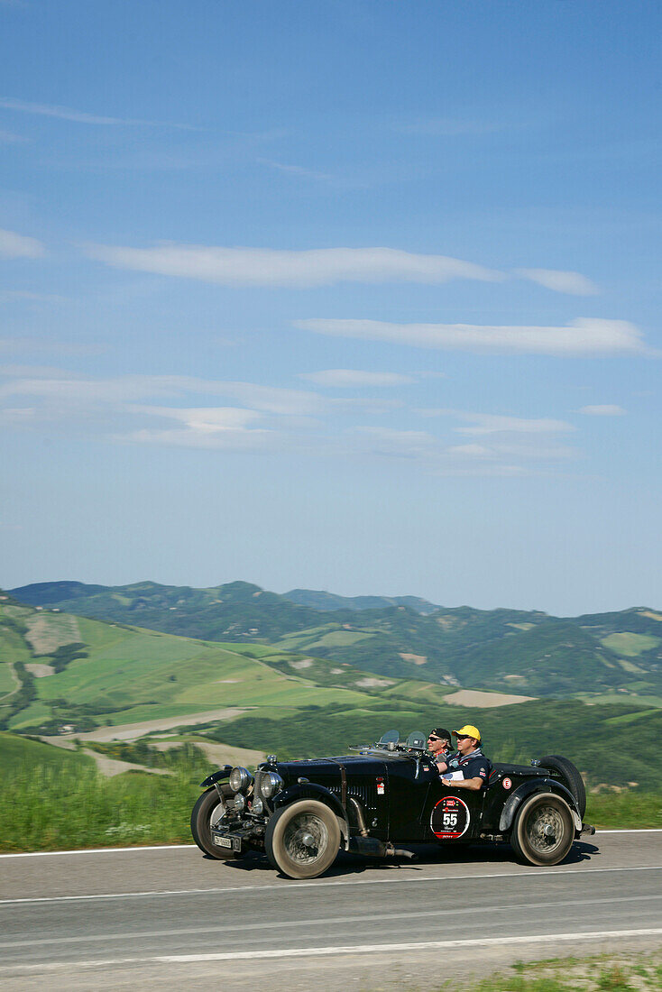 Veteran car on a country road, Loiano, Pianoro, Bologna, Italy, Europe