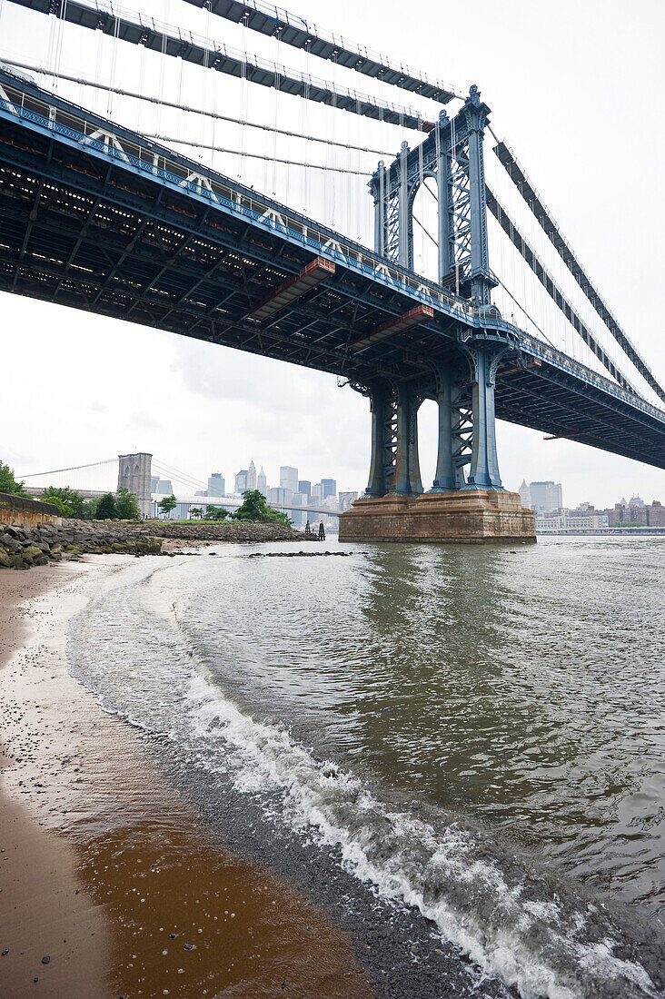 View of Manhattan Bridge and Brooklyn, New York, USA, America