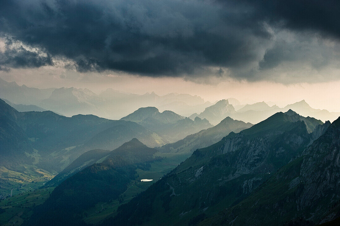 Saentis at sunset, Alpsteingebirge, Saentis, Appenzeller Land, Switzerland, Europe