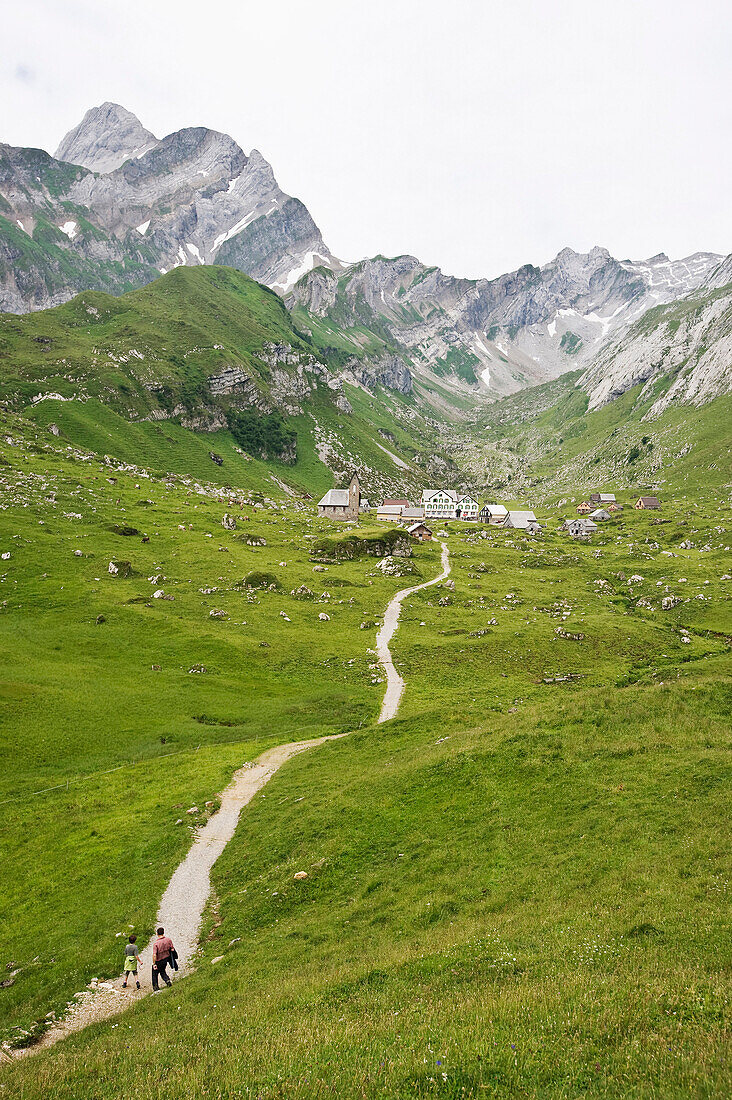 Track to Meglisalp, Alpsteingebirge, Saentis, Appenzeller Land, Switzerland, Europe