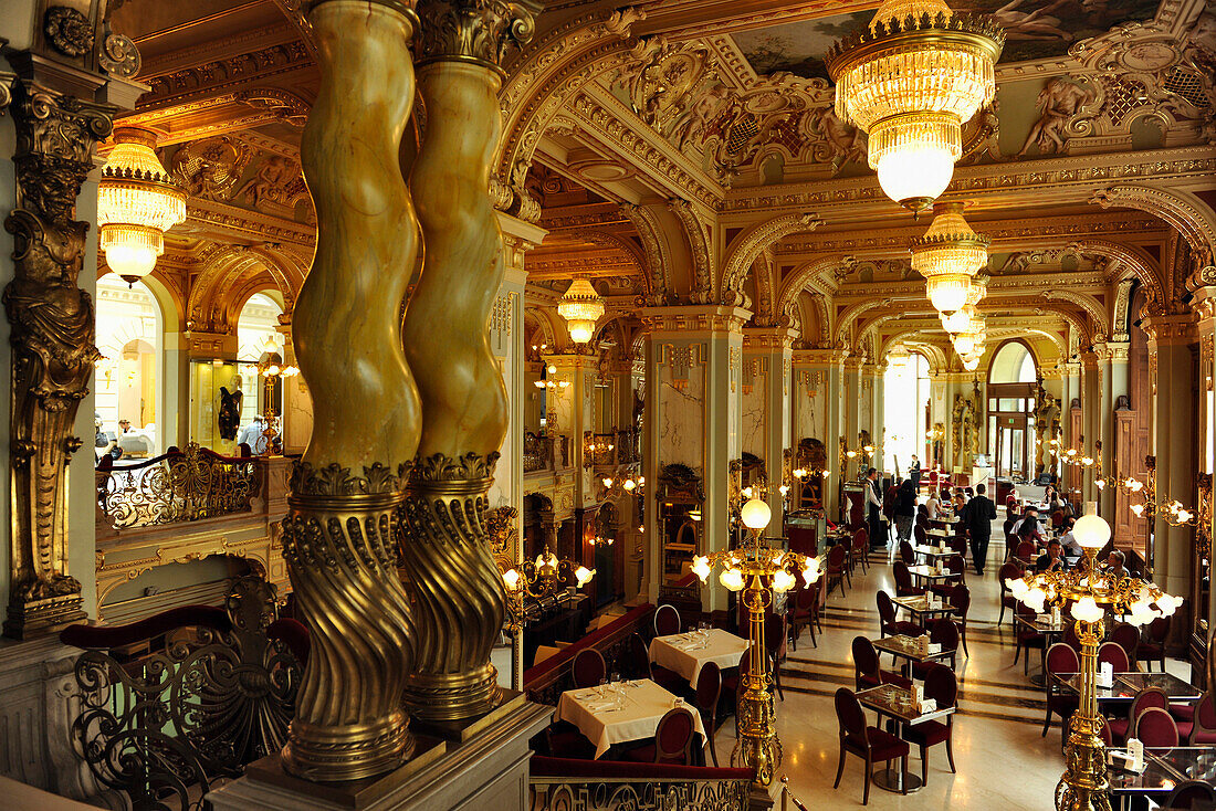 Interior view of the cafe at a Hotel, Budapest, Hungary, Europe