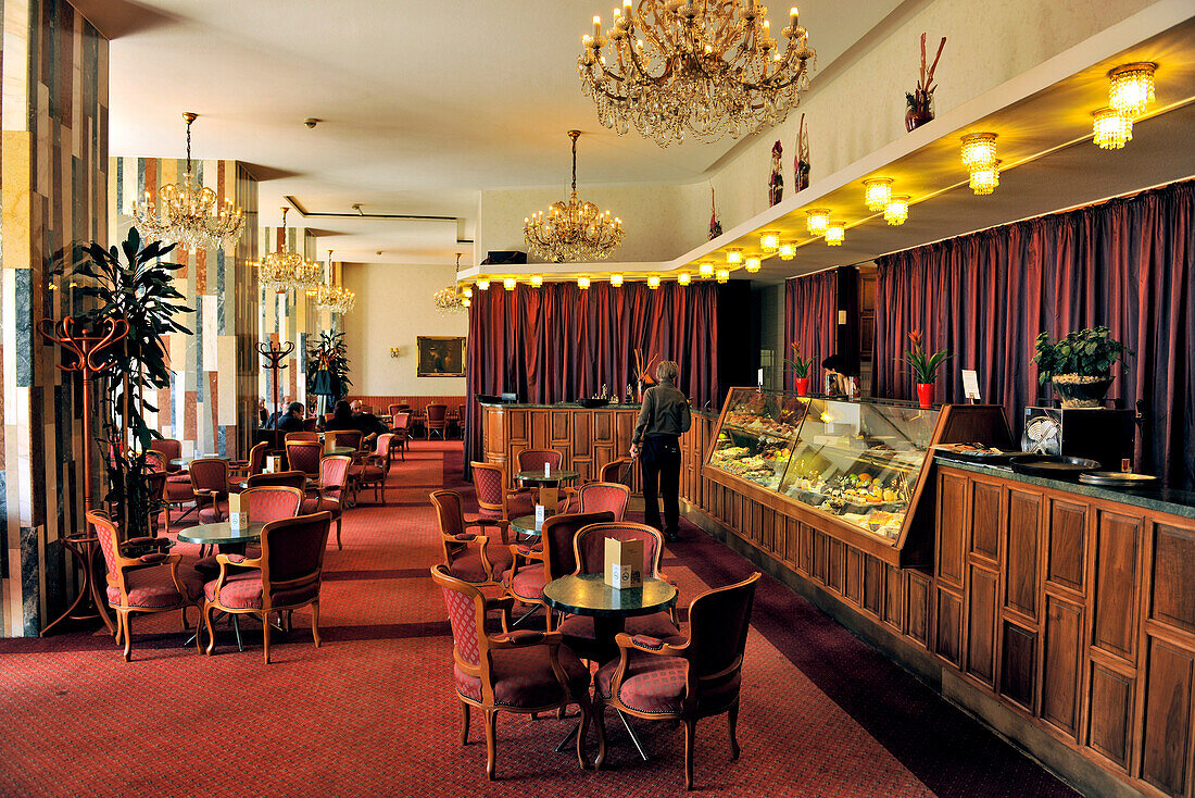 Cafe inside of Hotel Gellert, Budapest, Hungary, Europe