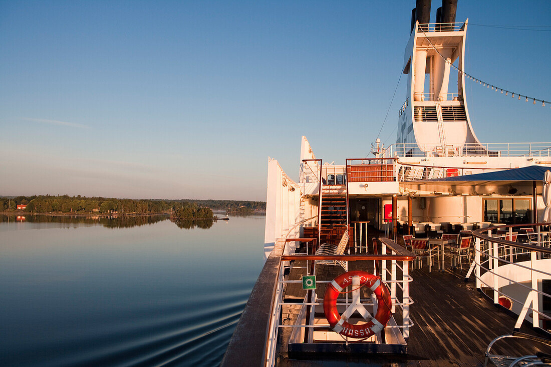 Cruise ship MS Astor, Transocean Kreuzfahrten, enters Stockholm archipelago, near Stockholm, Sweden
