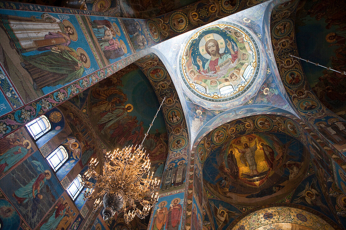 Innenansicht von Auferstehungskirche (Blutkiche), Sankt Petersburg, Russland, Europa