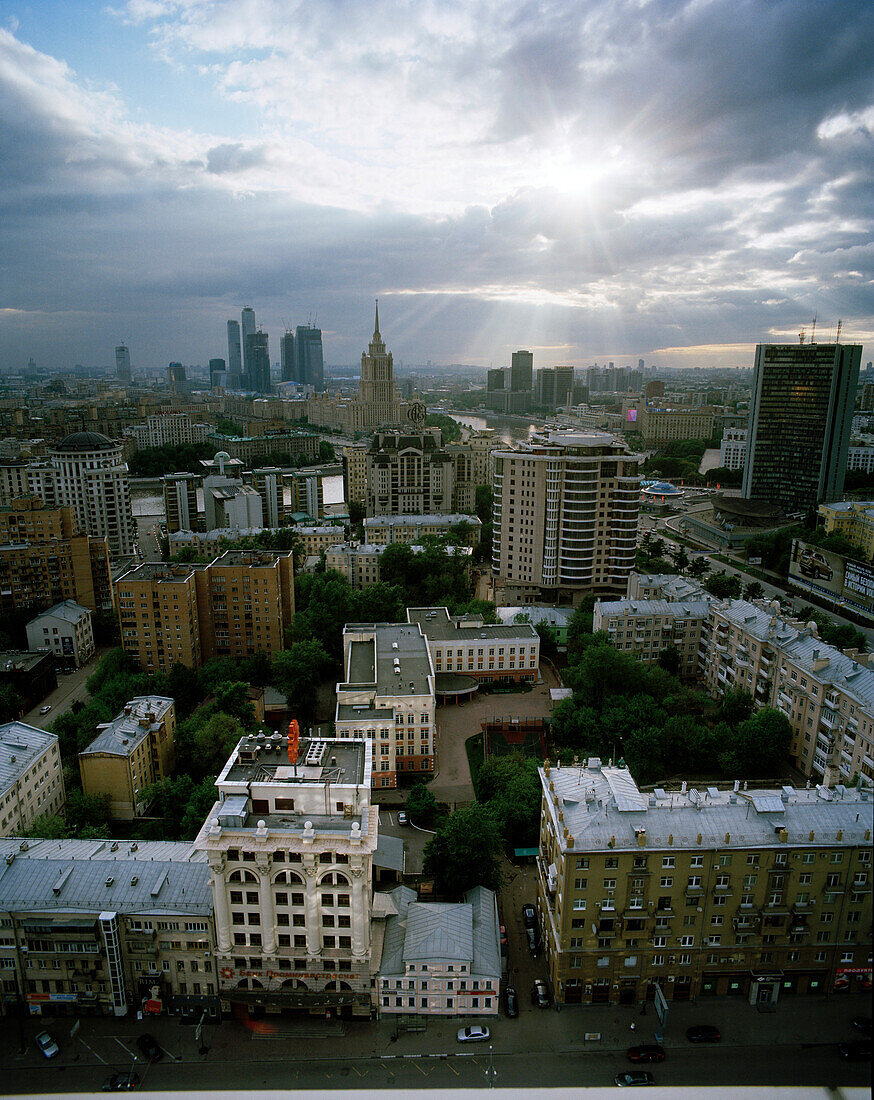 View from 21st floor of Lotte Plaza Hotel, view direction Moscow City, Moscow, Russia, Europe