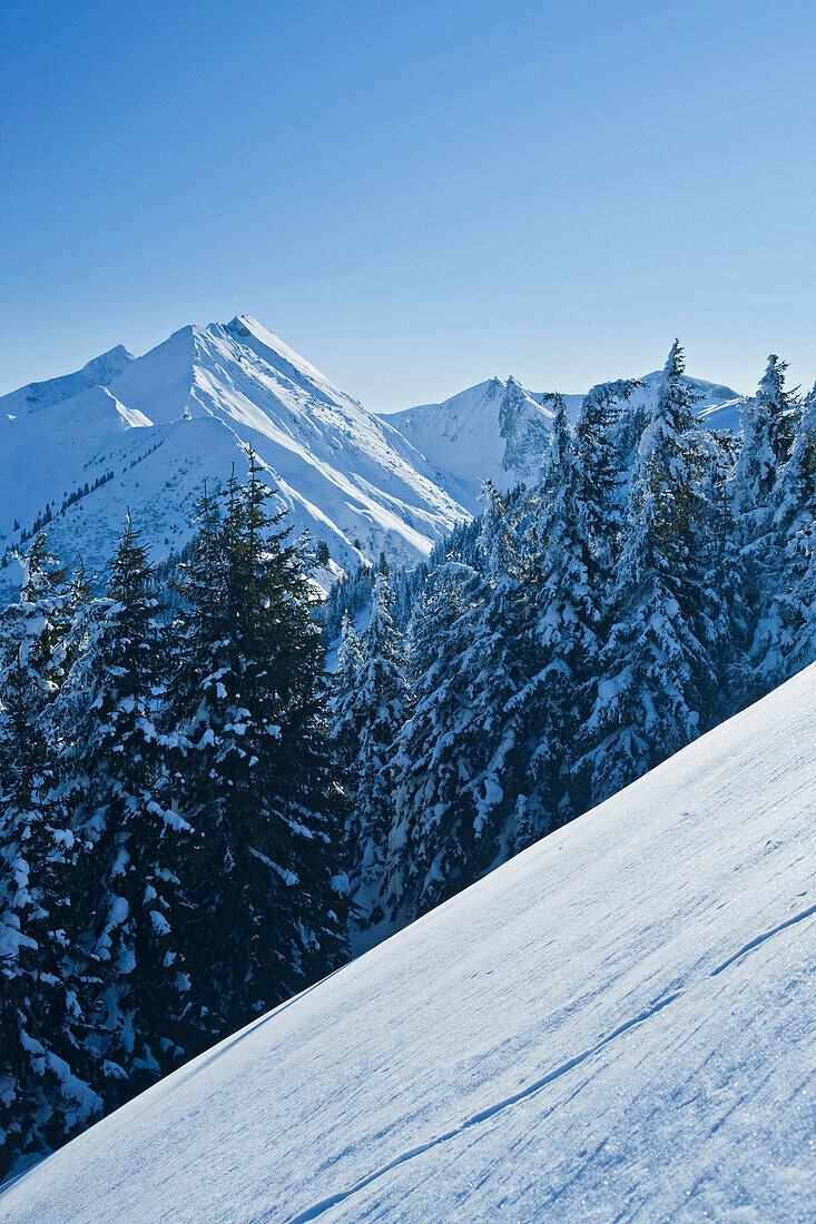 Verschneite Berge im Sonnenlicht, … – Bild kaufen – 70368823 ❘ lookphotos