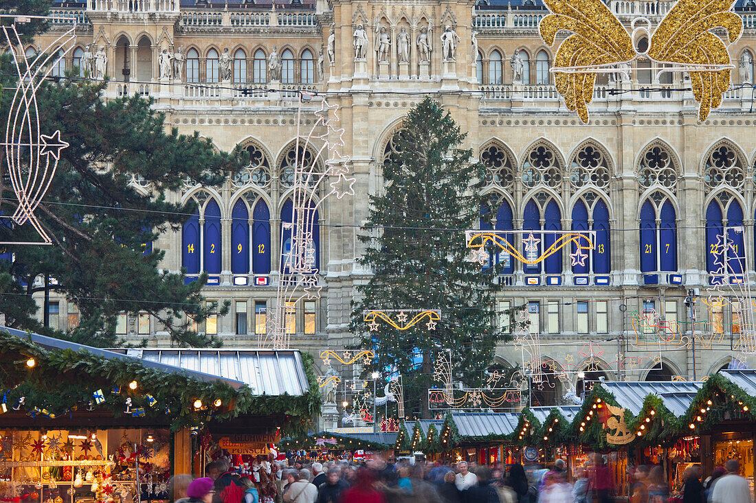 Christmas market at Rathausplatz square, Vienna, Austria, Europe