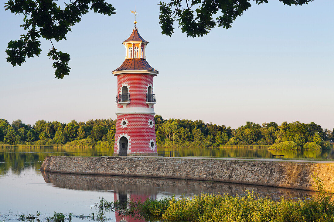 Lighthouse at the pond, Moritzburg, Saxony, Germany, Europe