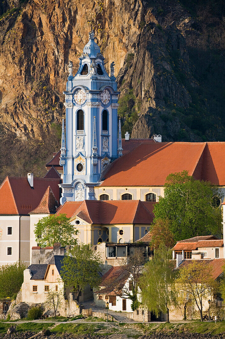 Church in the sunlight, Duernstein, Wachau, Lower Austria, Austria, Europe