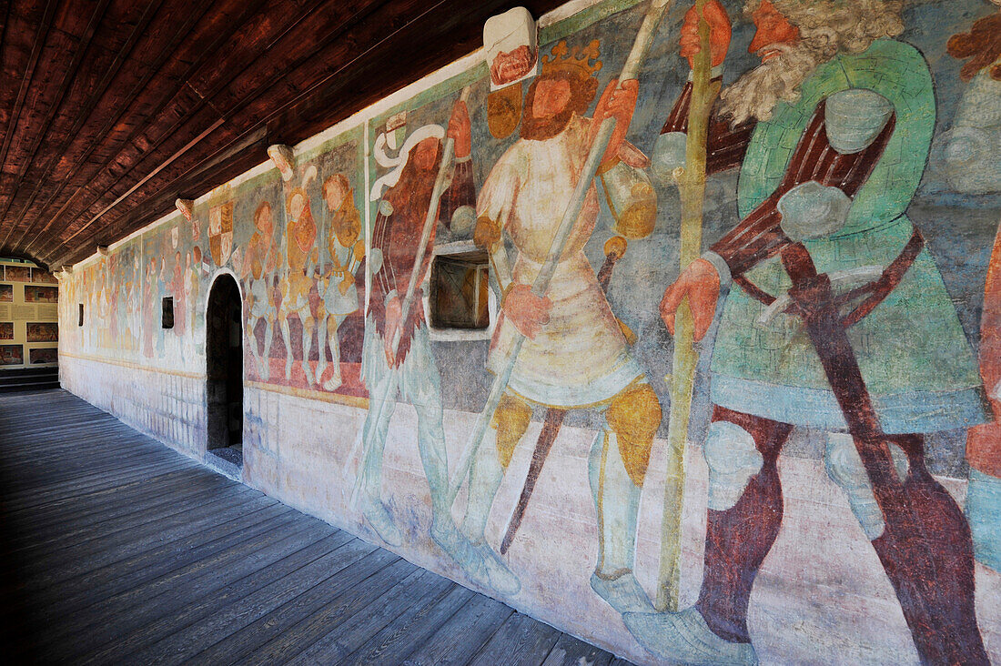 Mittelalterliches Fresko in Schloss Runkelstein, Bozen, Südtirol, Alto Adige, Italien, Europa