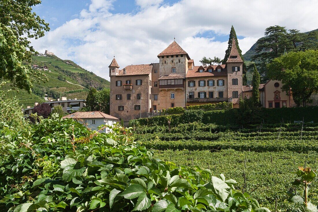 Klebenstein castle under clouded sky, Bolzano, South Tyrol, Alto Adige, Italy, Europe