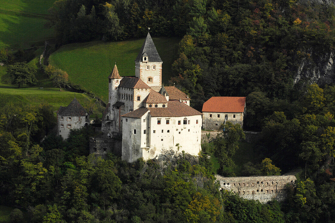 View of medieval Trostburg castle, Waidbruck, Valle Isarco, South Tyrol, Alto Adige, Italy, Europe