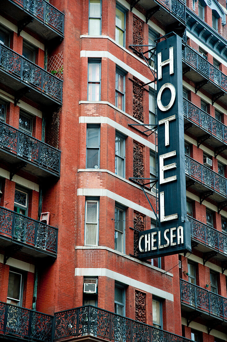 Facade Of The Famous Hotel Chelsea, Manhattan, New York, USA