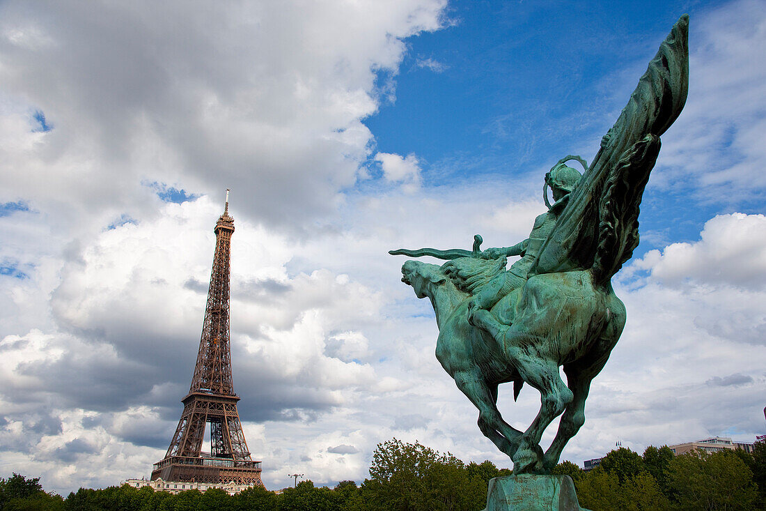 The Eiffel Tower view from Bir-Hakem bridge, Paris, France