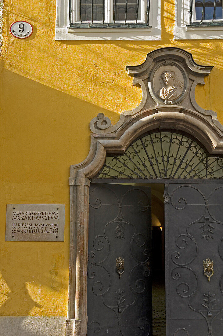 Doorway at Mozart's Birthplace, Getreidegasse, Salzburg, Austria