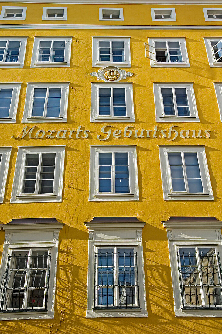 Mozart's Birthplace, exterior, Getreidegasse, Salzburg, Austria