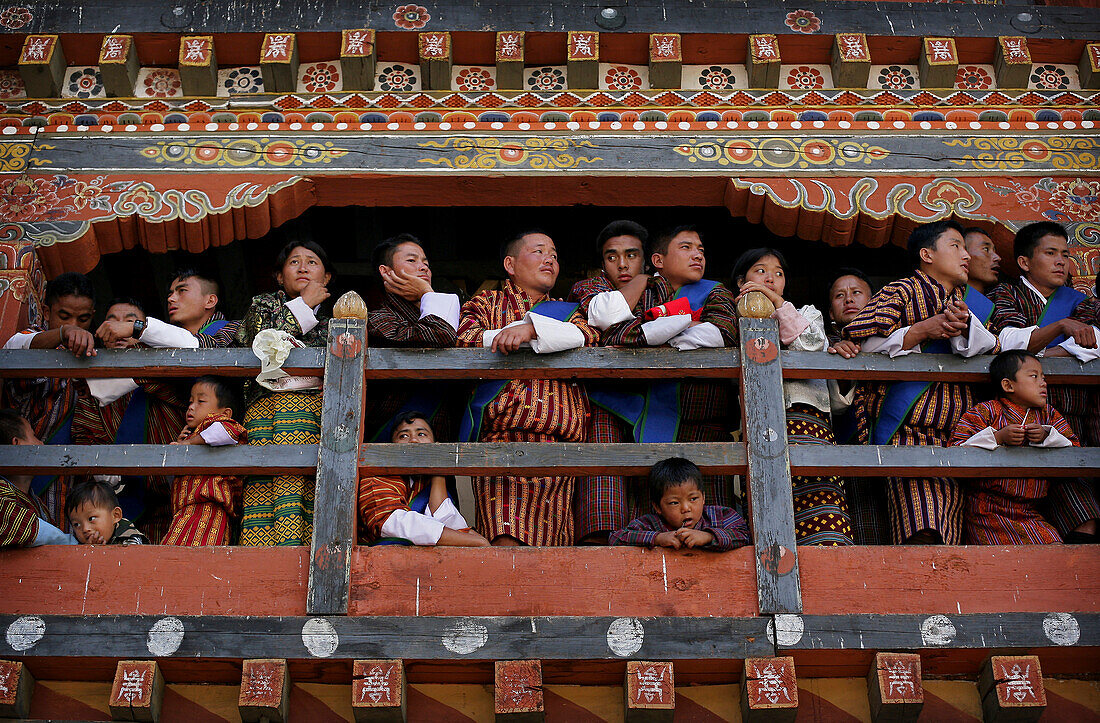 Spectators at Wangdi Buddhist Festival, Wangdiphodrang, Bhutan