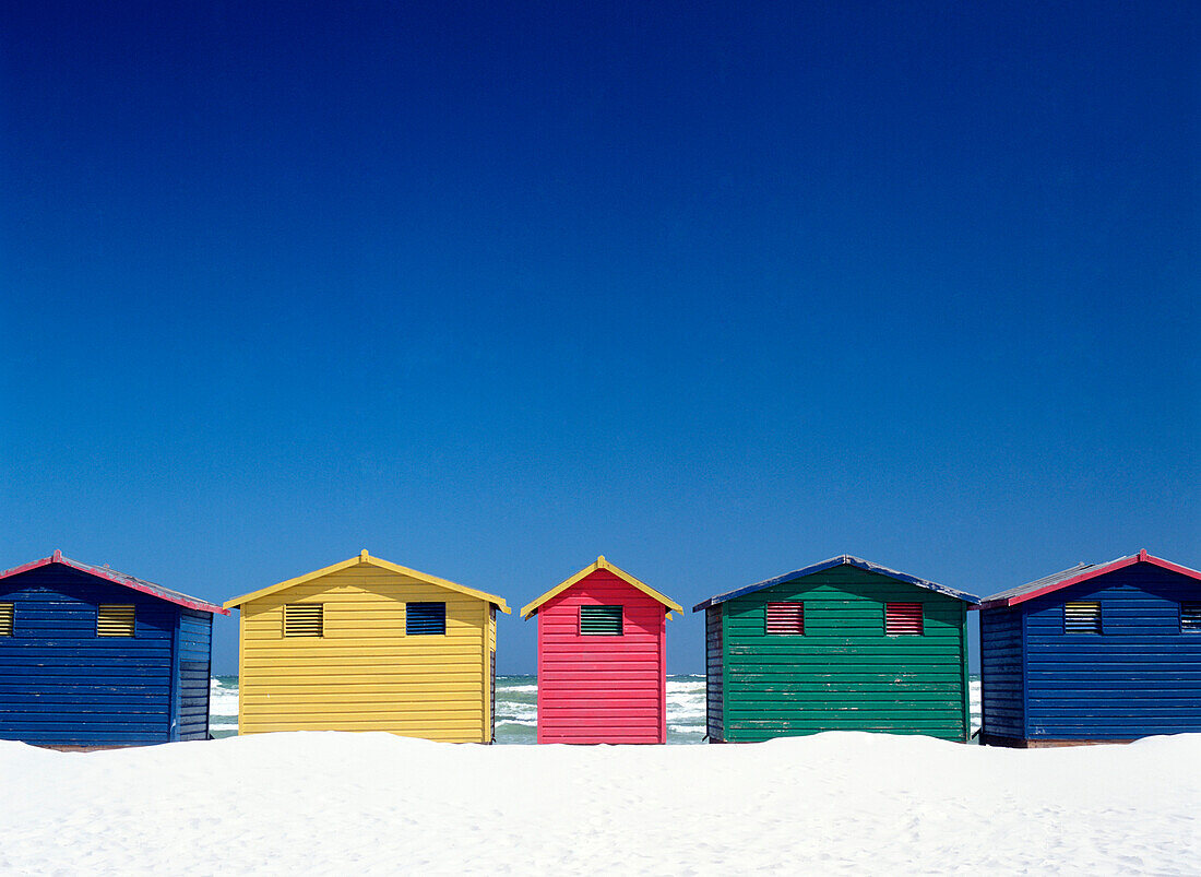 Colourful beach huts in Cape Town, Muizenberg, Cape Town, South Africa