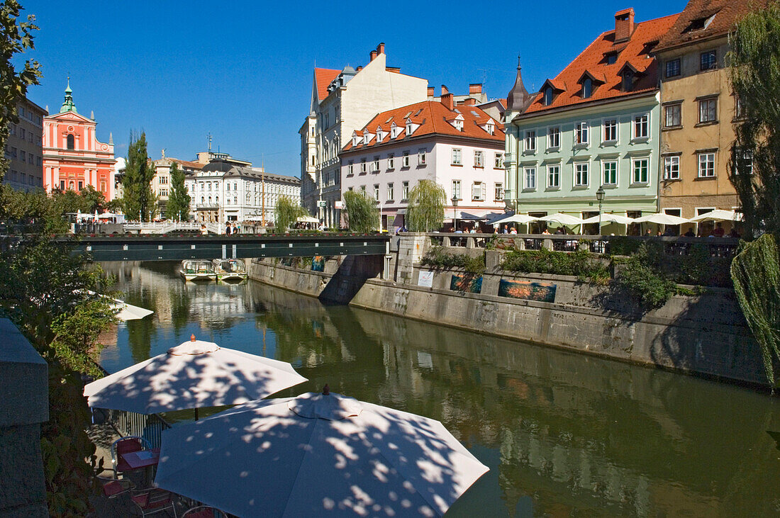 Cafes along the riverside, Ljubljana, Slovenia