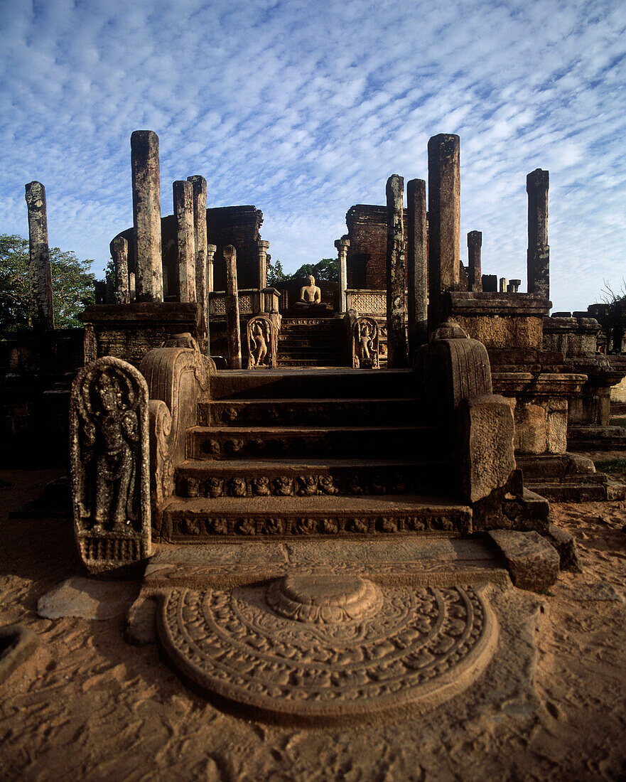 Entrance to relic house called vatadage, Polonnaruwa, North Central Province, Sri Lanka