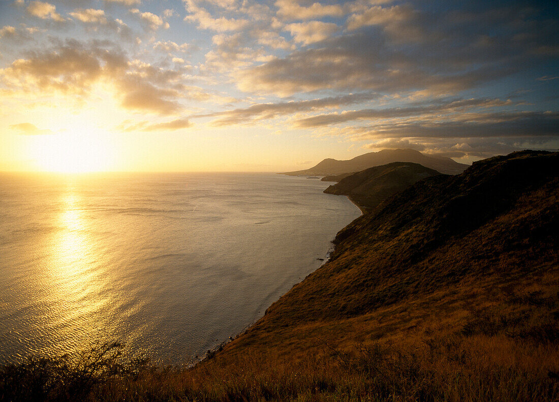 Looking up the peninsula, Bassterre at dusk, St. Kitts