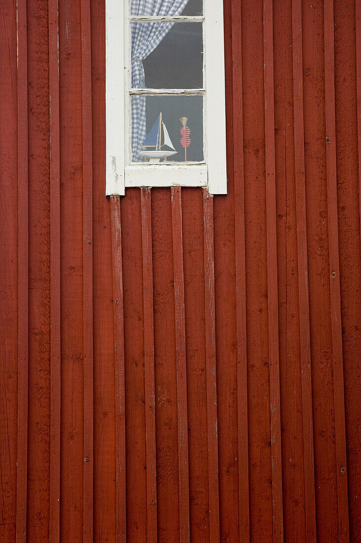 Colourful wooden huts along the jetty (quay) at Smogen, Bohuslan Islands, Sotenas Municipality, Sweden