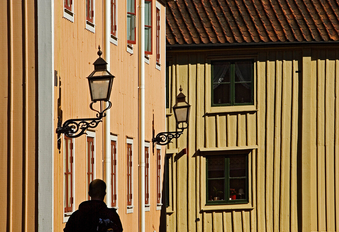 Wooden houses at the small town of Vadstena, Ostergotland, Sweden.