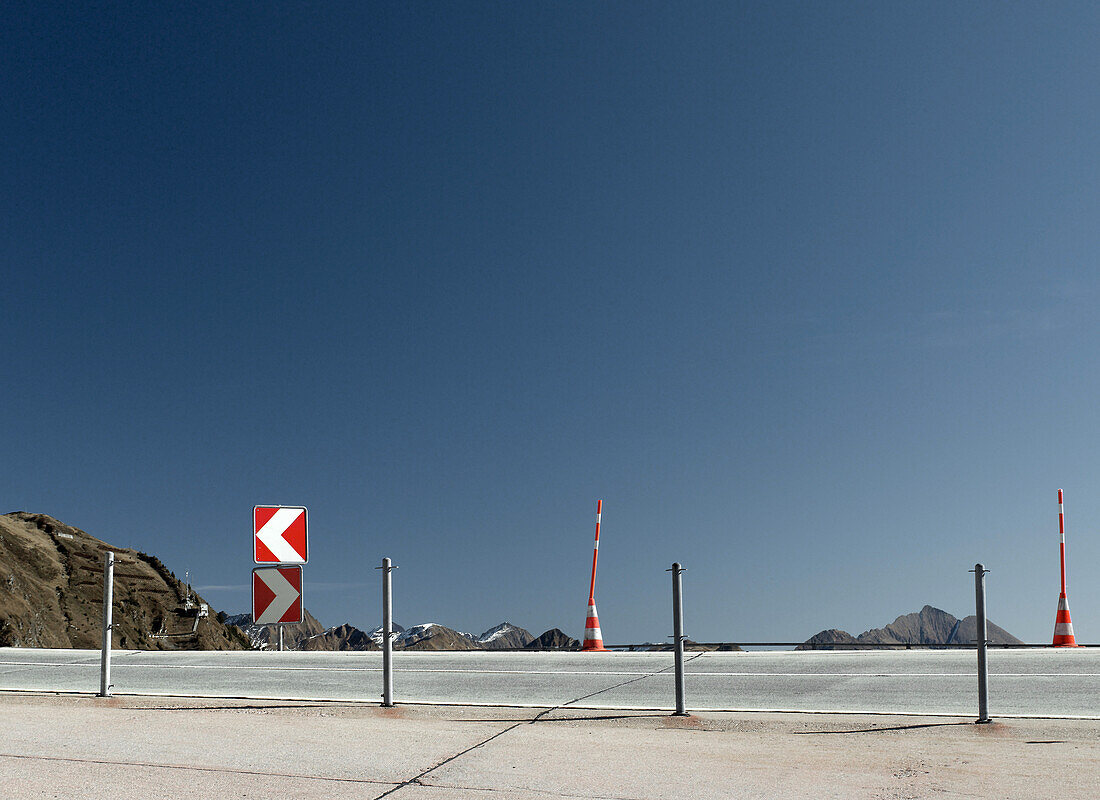 Arrow signs at Gotthard Pass, Switzerland