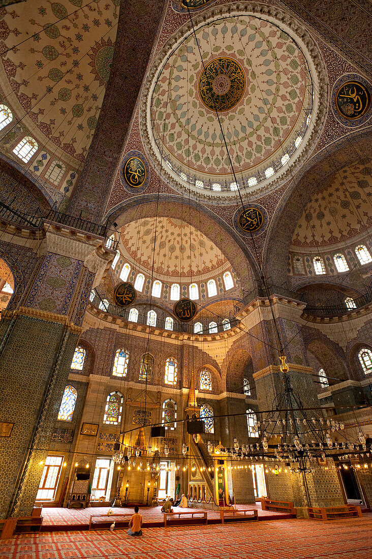 Interior of the New Mosque, Istanbul, Turkey.