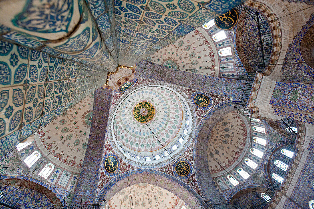 Interior of the New Mosque, Istanbul, Turkey.