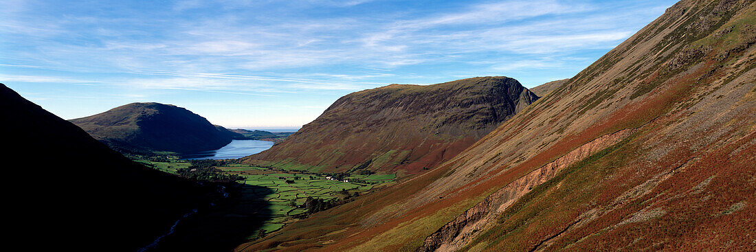 Wastwater viewed from Great Gable in Western Lake District, Cumbria, England