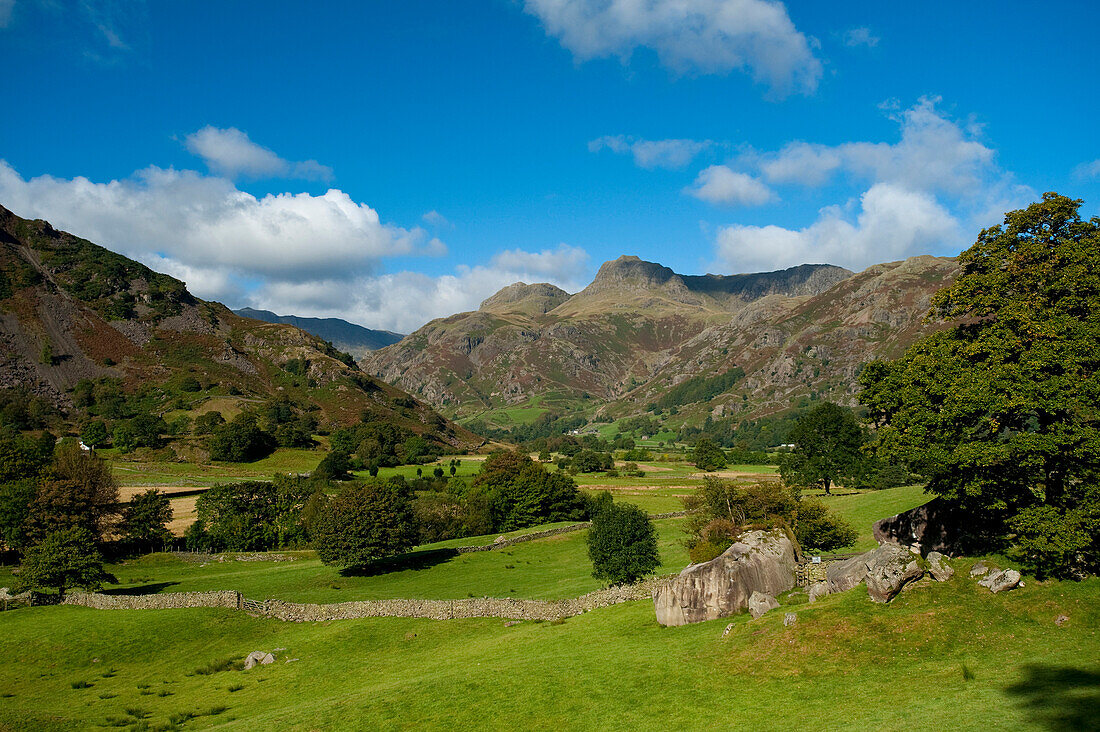 Looking along Langdale from near Chapel Stile, Lake District, Cumbria, UK.