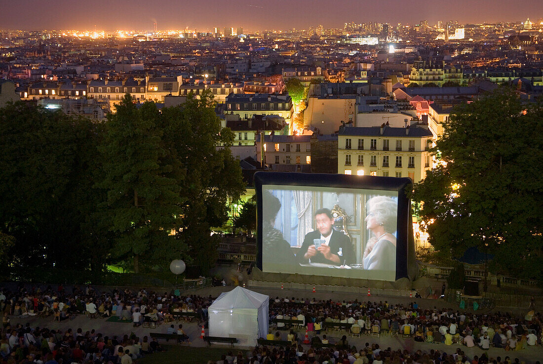 France, Paris, Montmartre, open air cinema