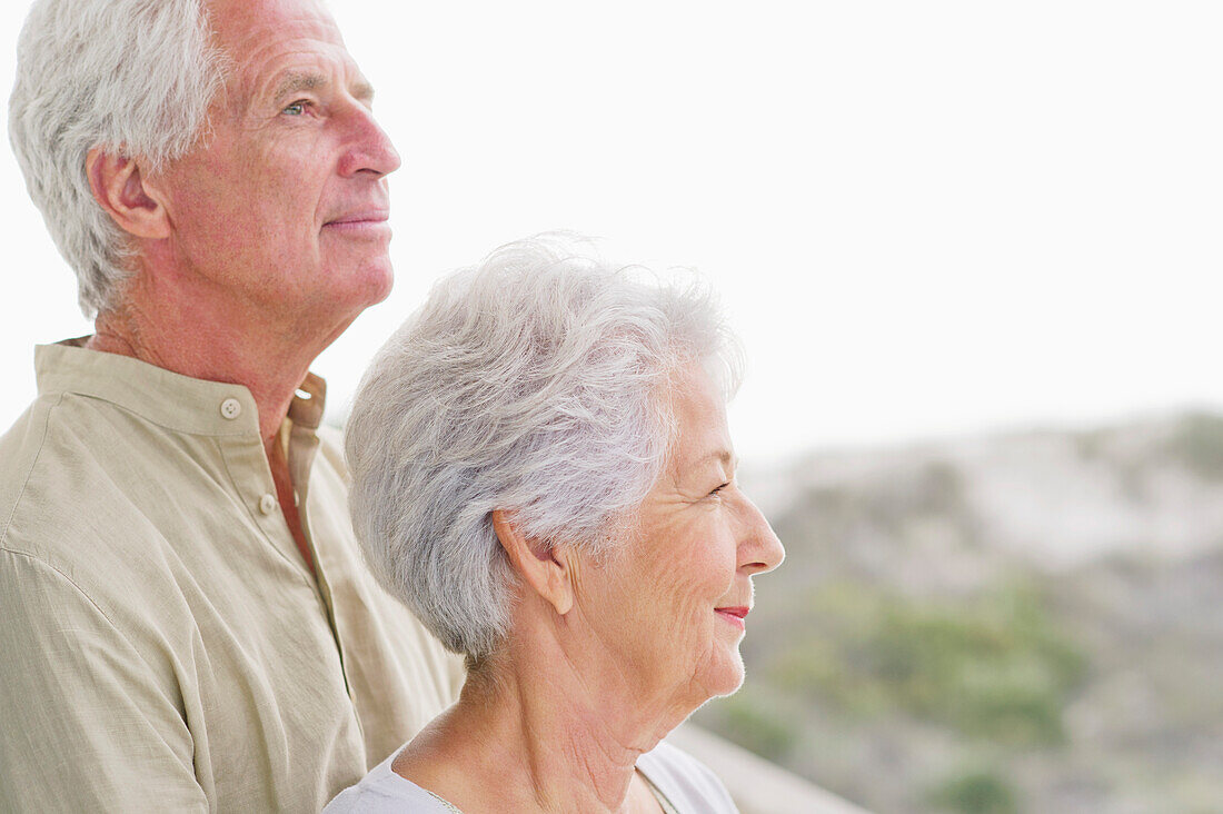 Close-up of a senior couple at a balcony